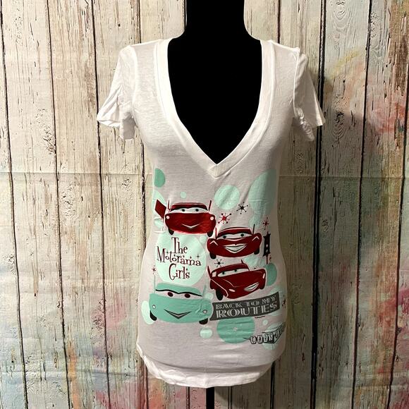 Disney Tops - Disney Parks T-Shirt Womens Small White Cars Land The Motorama Girls Graphic Tee